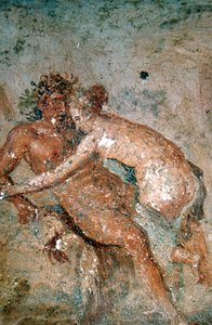 Erotische muurschildering, Pompeii, Italië
