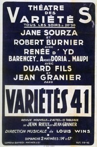 Poster die Variétés 41 variétéshow adverteert, Frankrijk