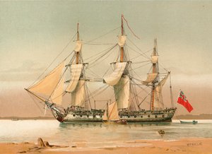 Een 42-kanons fregat rond 1780