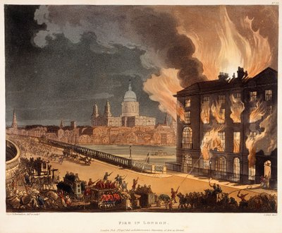 Brand in Londen door A.C., Rowlandson, Pugin