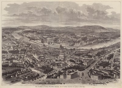 Vogelvlucht van Basel, Zwitserland (gravure) door Adolf Eltzner