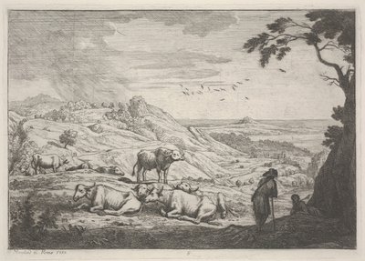 Landschap met Koeien door Adrien Manglard