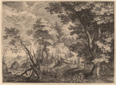 Boslandschap door Aegidius Sadeler II after Roelandt Savery