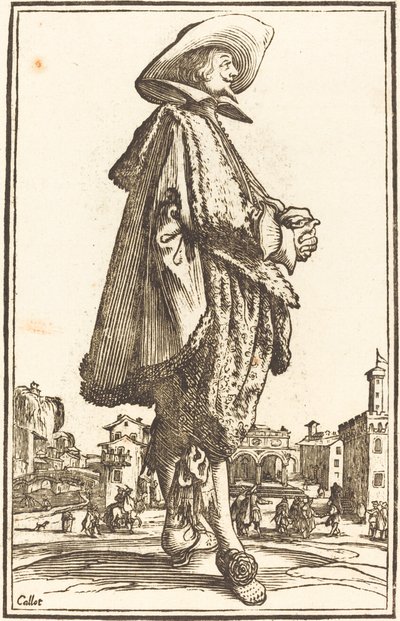 Edelman met gevouwen handen door After Jacques Callot