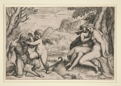 Pan Onderworpen door Cupido door Agostino Carracci