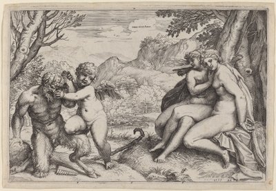 Pan temt Eros door Agostino Carracci