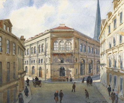 Uitzicht op de beurs van Riga door Albert Nikolaevich Benois