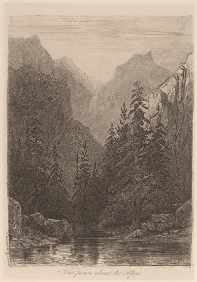 Gezicht in de Alpen door Alexandre Calame