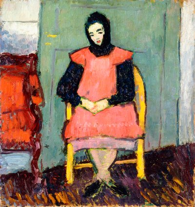 Meisje in Gele Stoel door Alexej von Jawlensky