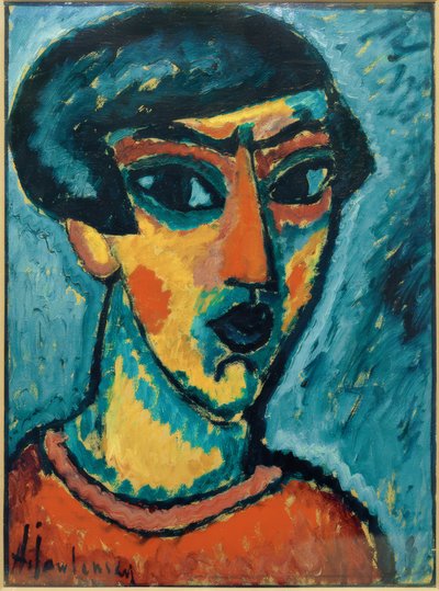 Hoofd in blauw door Alexej von Jawlensky