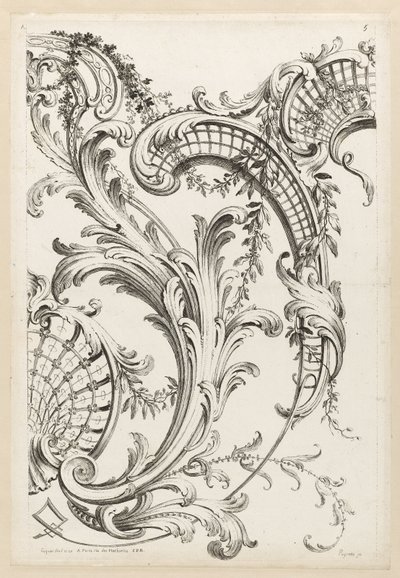 Schelp cartouches en acanthusblad motief door Alexis Peyrotte