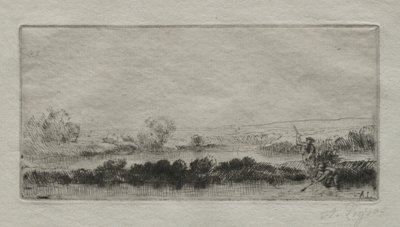 Landschap met veenmoeras: In het moeras door Alphonse Legros