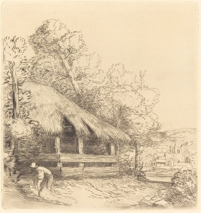 De kleine schuur door Alphonse Legros