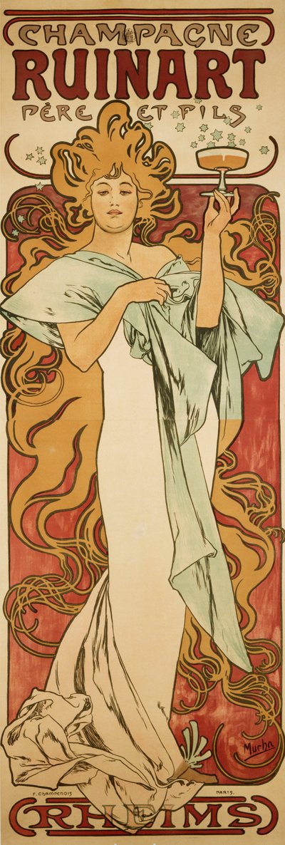 Champagne Ruinart, 1896 door Alphonse Mucha