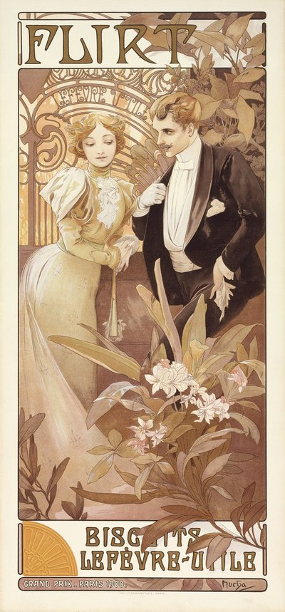 Flirt, ca. 1895-1900 door Alphonse Mucha