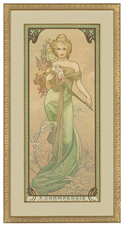 Vier seizoenen: lente, 1900 door Alphonse Mucha