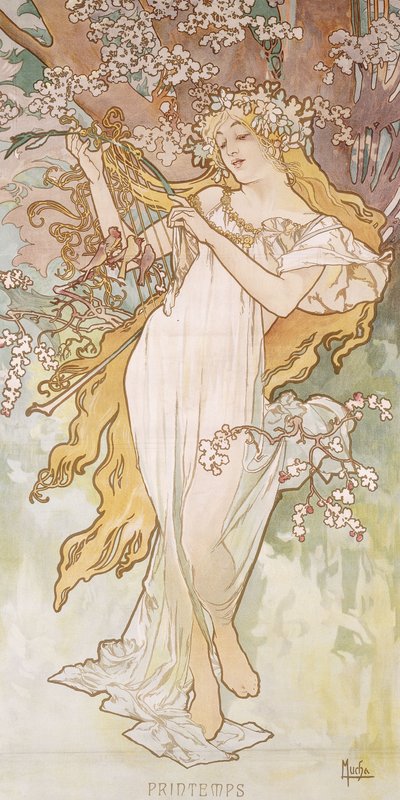 Lente, ca. 1896 door Alphonse Mucha