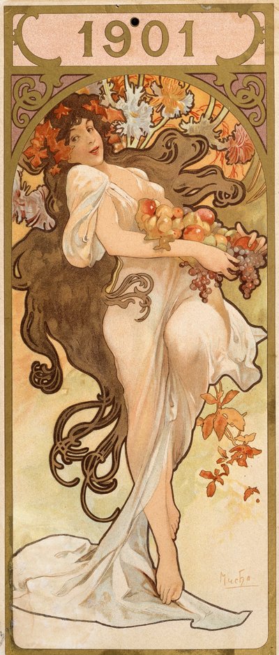 Kalender voor het jaar 1901, ca. 1900 door Alphonse Mucha