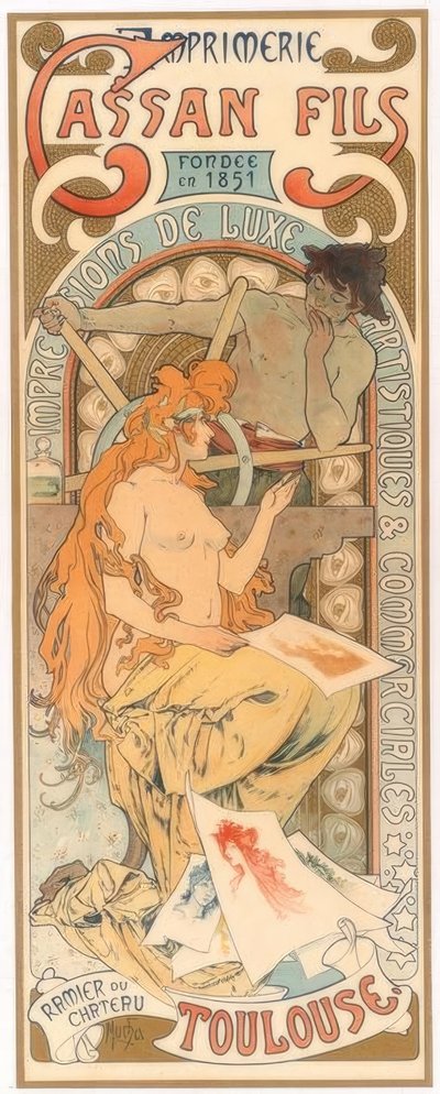 Drukkerij Cassan Fils door Alphonse Mucha