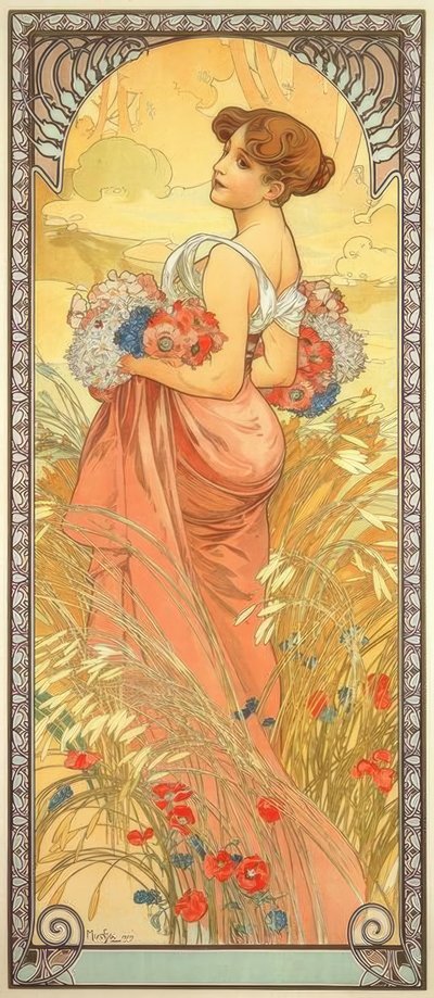 De zomer door Alphonse Mucha