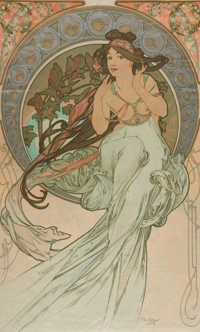 Muziek uit de Kunsten, 1898 door Alphonse Mucha