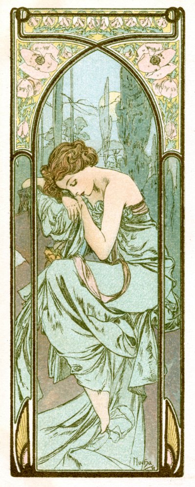 Rust van de nacht door Alphonse Mucha