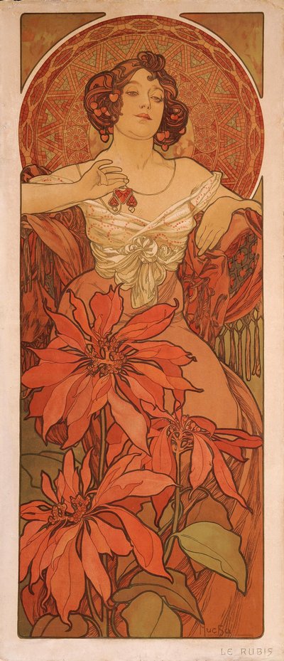 Robijn Uit de serie De edelstenen door Alphonse Mucha