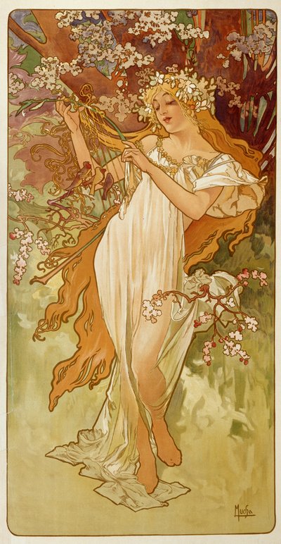 Lente, 1896 door Alphonse Mucha