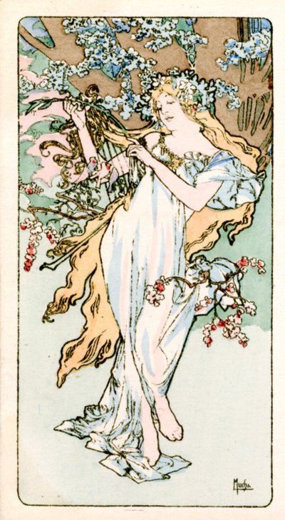 Lente, 1900 door Alphonse Mucha