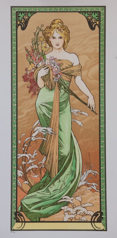 Lente uit de serie Les Saisons door Alphonse Mucha