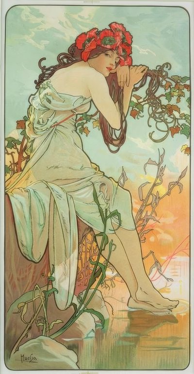 Zomer door Alphonse Mucha