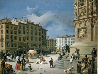 Amanzia Guerillot Inganni, Piazza del Duomo, 1850 door Amanzia Guérillot