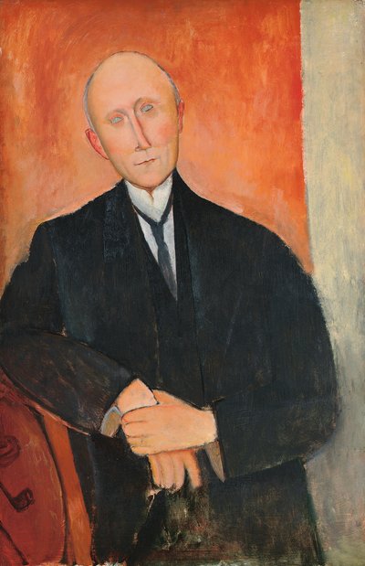 Man op Oranje Achtergrond door Amedeo Modigliani