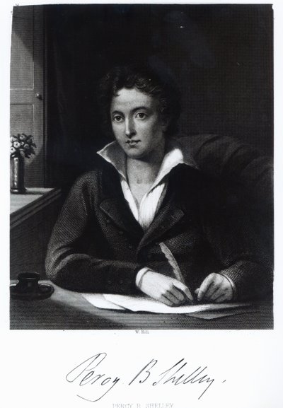 Percy Bysshe Shelley, gegraveerd door William Holl door Amelia Curran