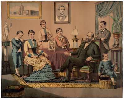 President Garfield en familie, gepubliceerd 1882 door American School