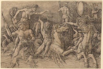 Slag van de Zeegoden (linker helft) door Andrea Mantegna