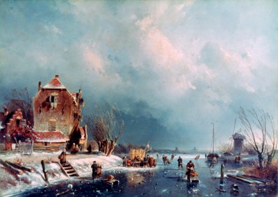 Bevroren rivier, 1787-1870 door Andreas Schelfhout