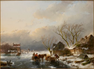 Winterlandschap met een bevroren rivier, 1847 door Andreas Schelfhout