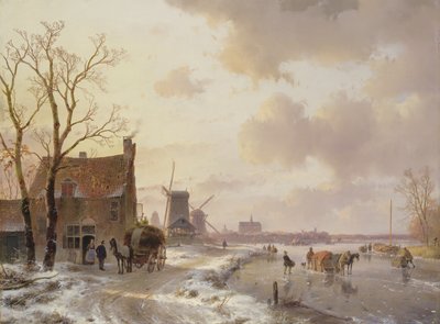 Winterscène door Andreas Schelfhout