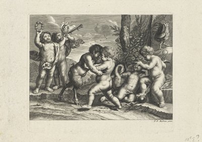 Spelende putti in een landschap door Anonymous