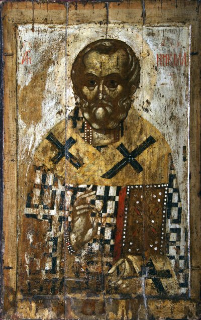 Sint Nicolaas, 14e eeuw door Anonymous Russian icon painter