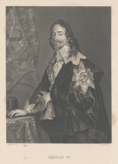 Karel I, gegraveerd door A.H. Payne door Anthony van Dyck