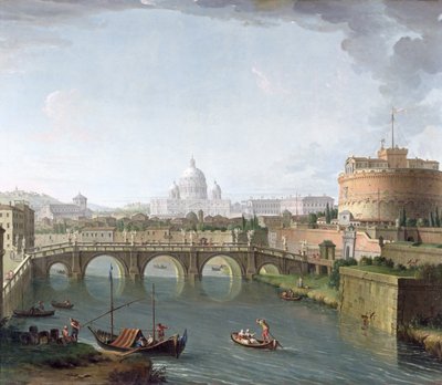 Uitzicht op de Tiber door Antonio Joli