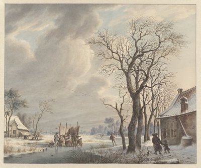 Winterlandschap met ijsvermaak door Arend van Glashorst jr.