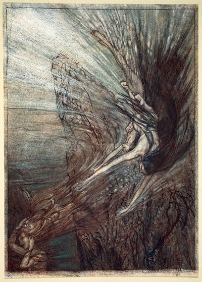 De vrolijkheid van de Rijnmeisjes, 1910 door Arthur Rackham