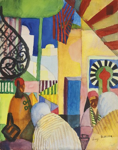 In de Bazaar door August Macke