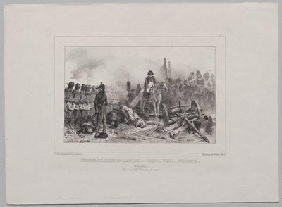 Lithografisch Album van 1837: Half-Bataljon aan de Linkerkant...Richten!...Vuur!...Laden door Auguste Raffet