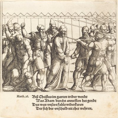 Jezus wordt naar Kajafas Geleid, 1549 door Augustin Hirschvogel