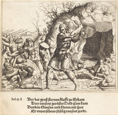 Simson doodt de Filistijnen, 1548 door Augustin Hirschvogel