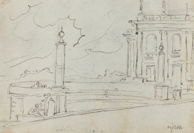 De Ripetta in Rome [verso] door Augustin Pajou